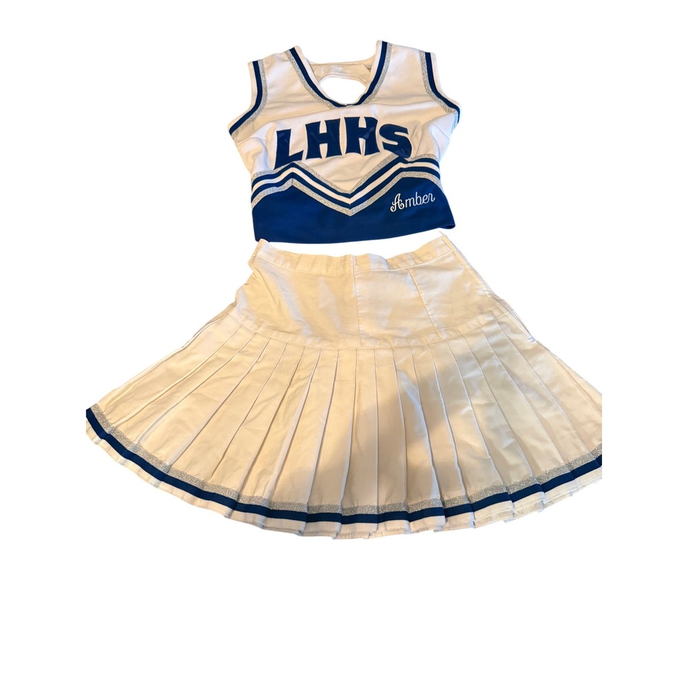 Vintage Broadway Supply LHHS Cheerleading Uniform Set Blue White Silver USA Made